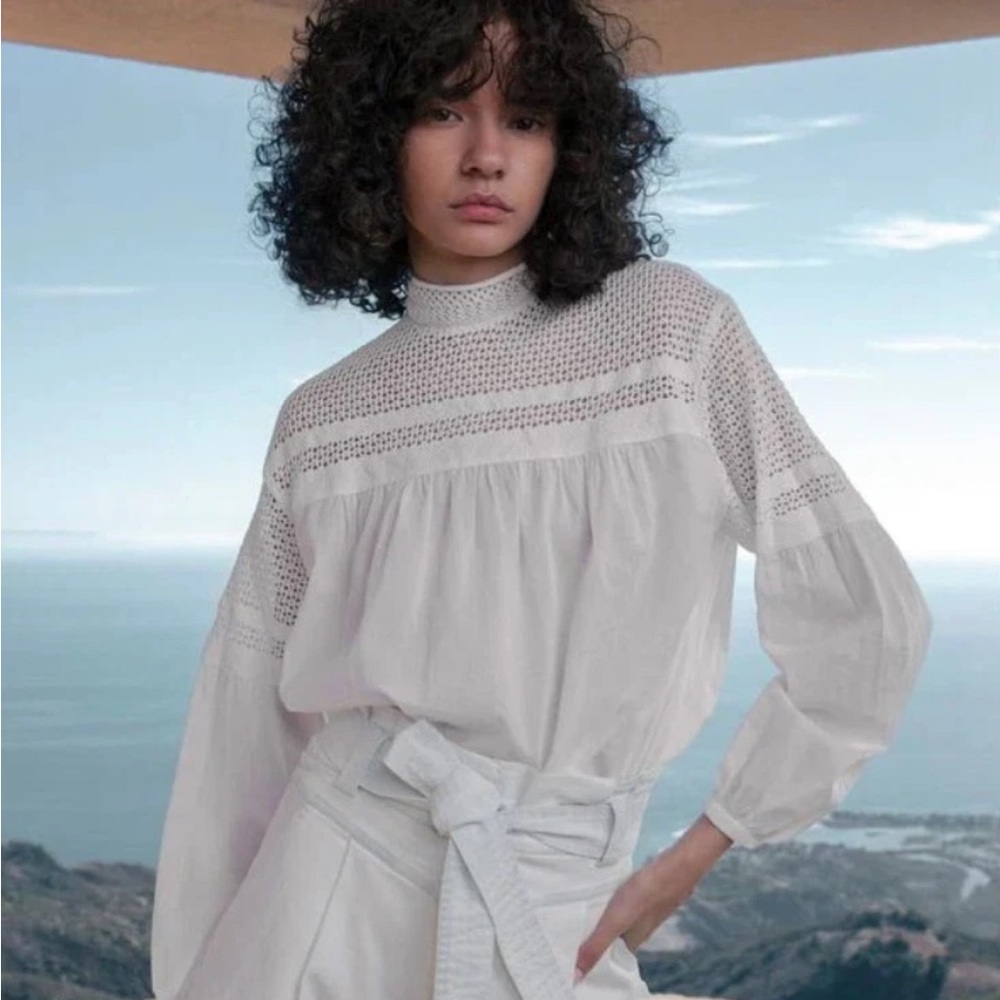 A.L.C. Reno Mesh Yoke Top in‎ White Size 0